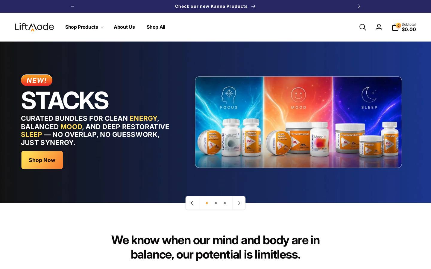 LiftMode homepage screenshot