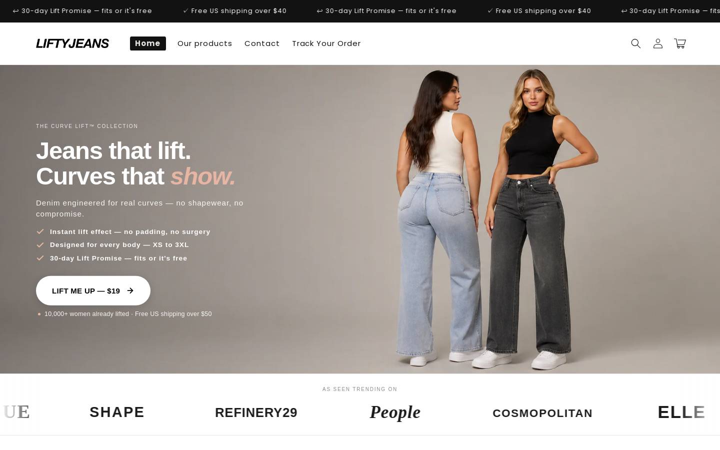 liftyjeans.com homepage screenshot