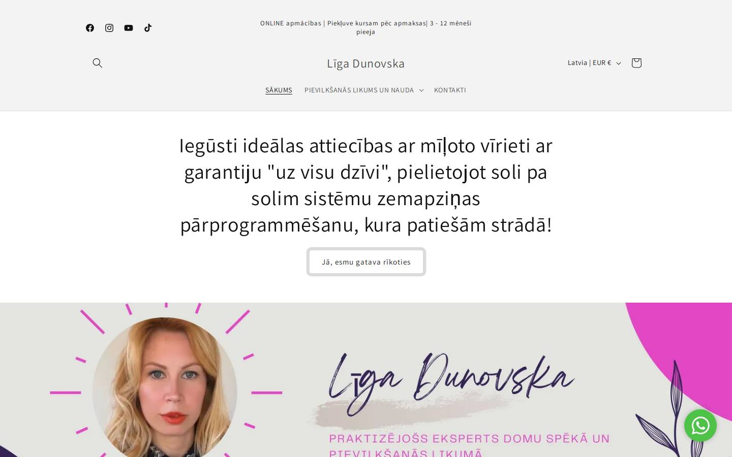ligadunovska.com homepage screenshot