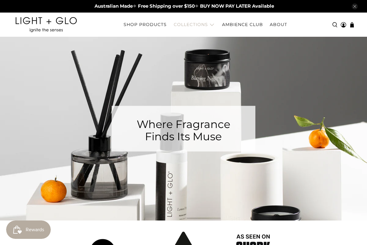 lightandglodesigns.com.au homepage screenshot