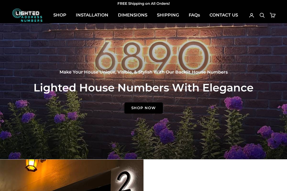 Lightedaddressnumbers homepage screenshot