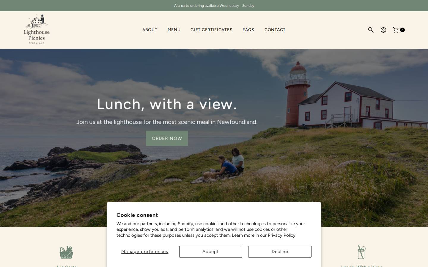 lighthousepicnics.ca homepage screenshot