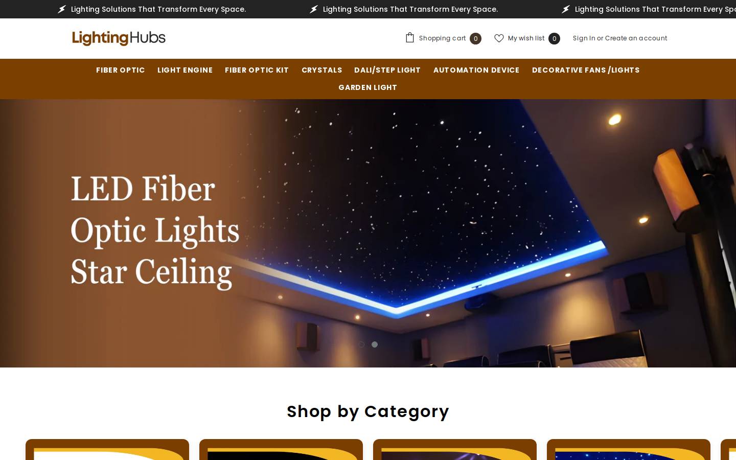lightinghubs.com homepage screenshot