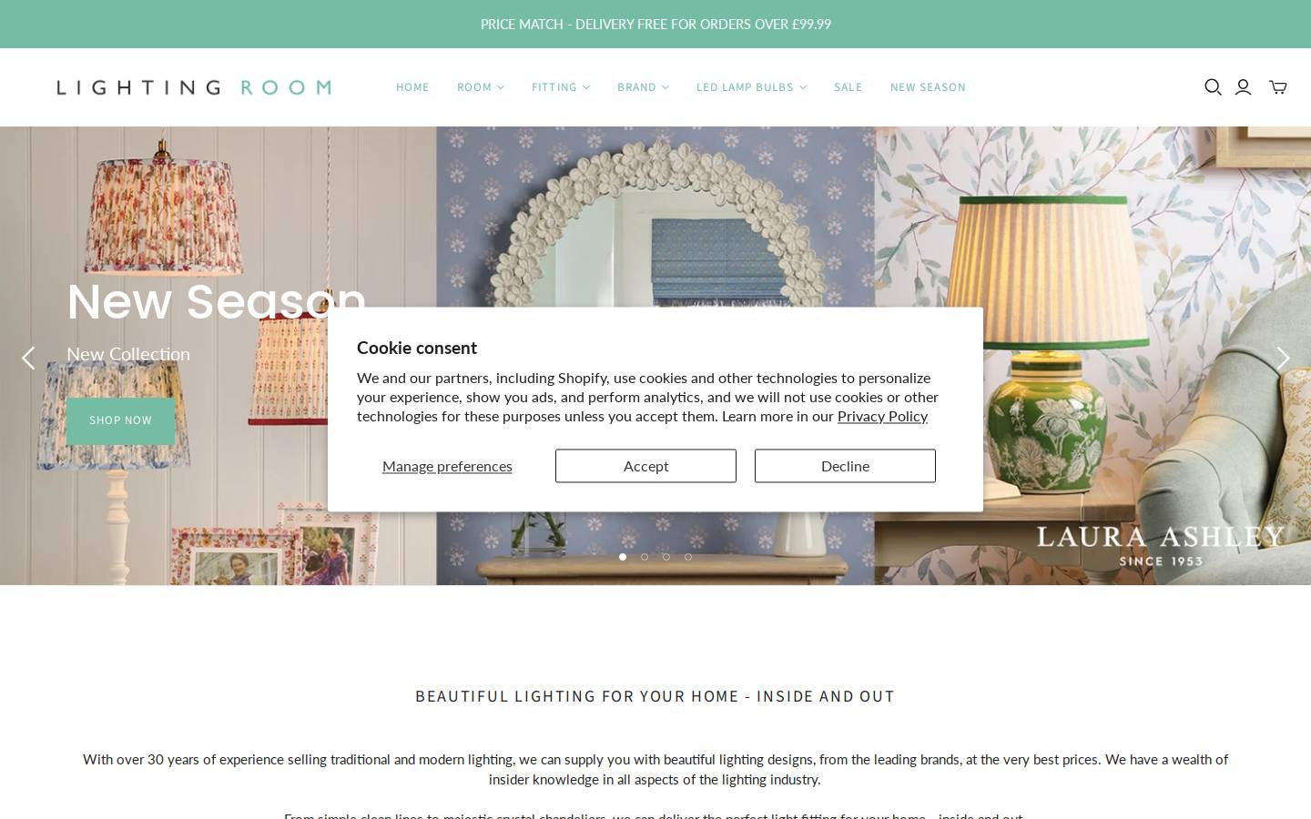 Lighting Room homepage screenshot