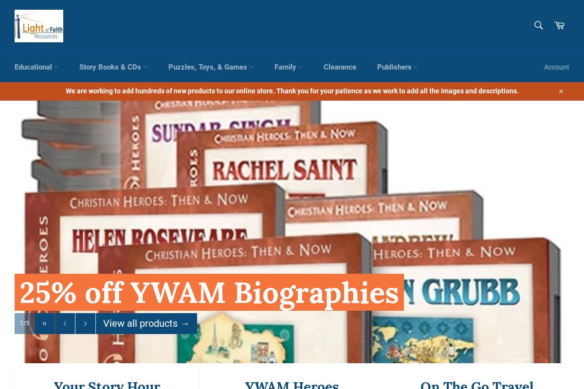 lightoffaith.com homepage screenshot