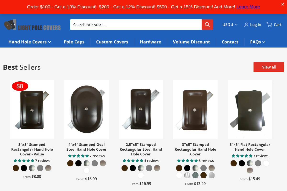 lightpolecovers.com homepage screenshot