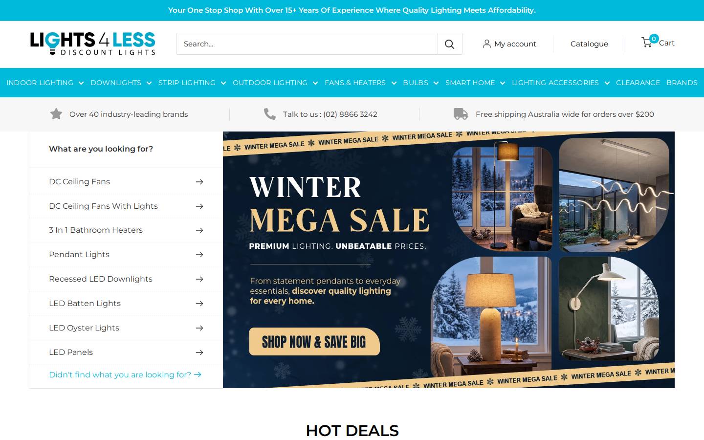 lights4less.com.au homepage screenshot