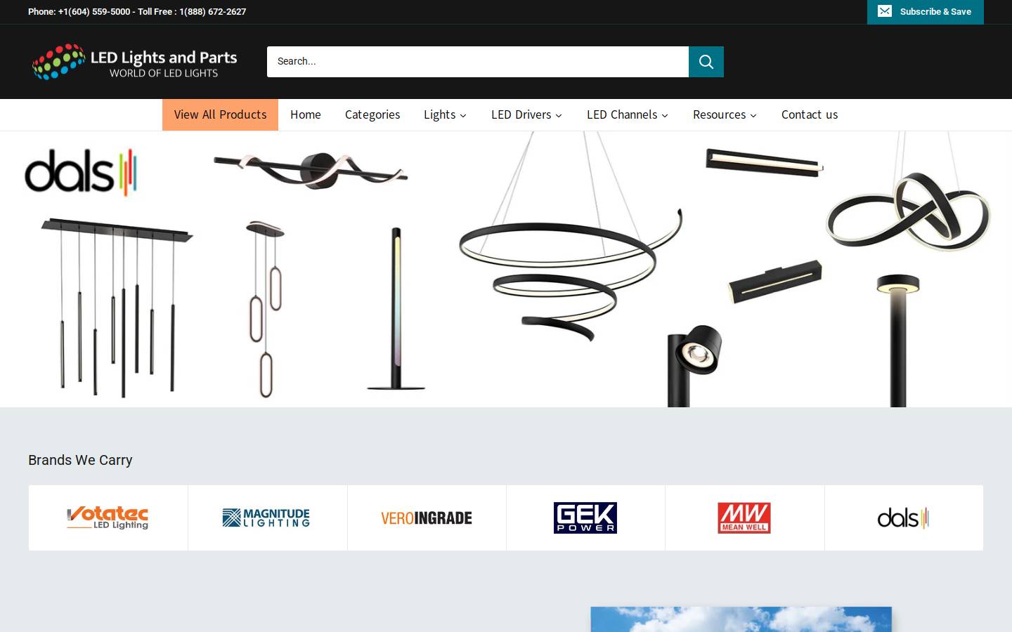 lightsandparts.com homepage screenshot
