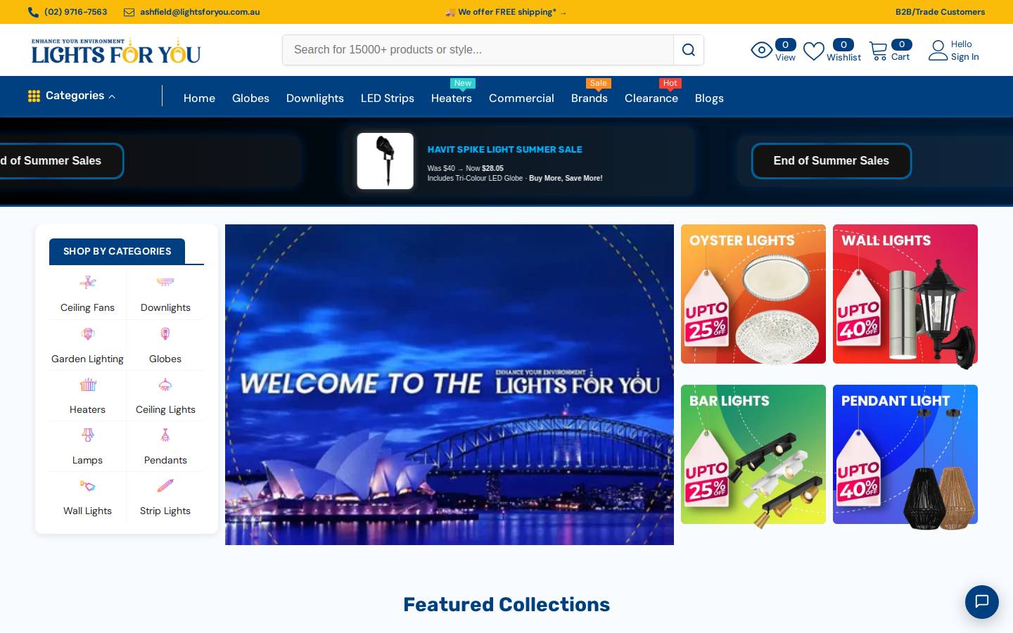 lightsforyou.com.au homepage screenshot