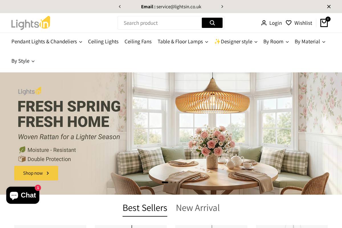 Lightsin homepage screenshot