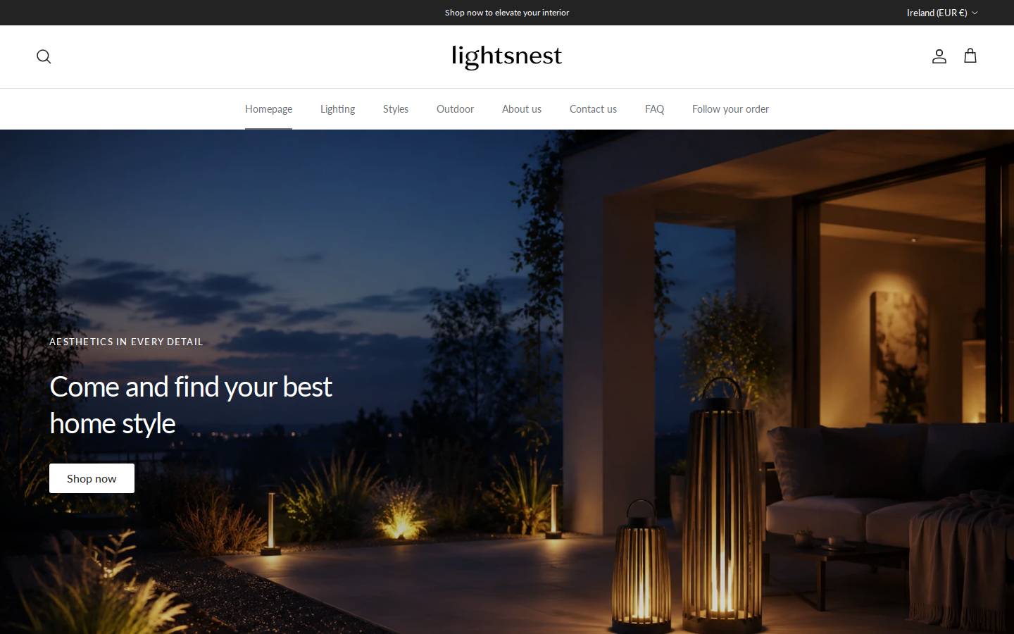 Lightsnest homepage screenshot