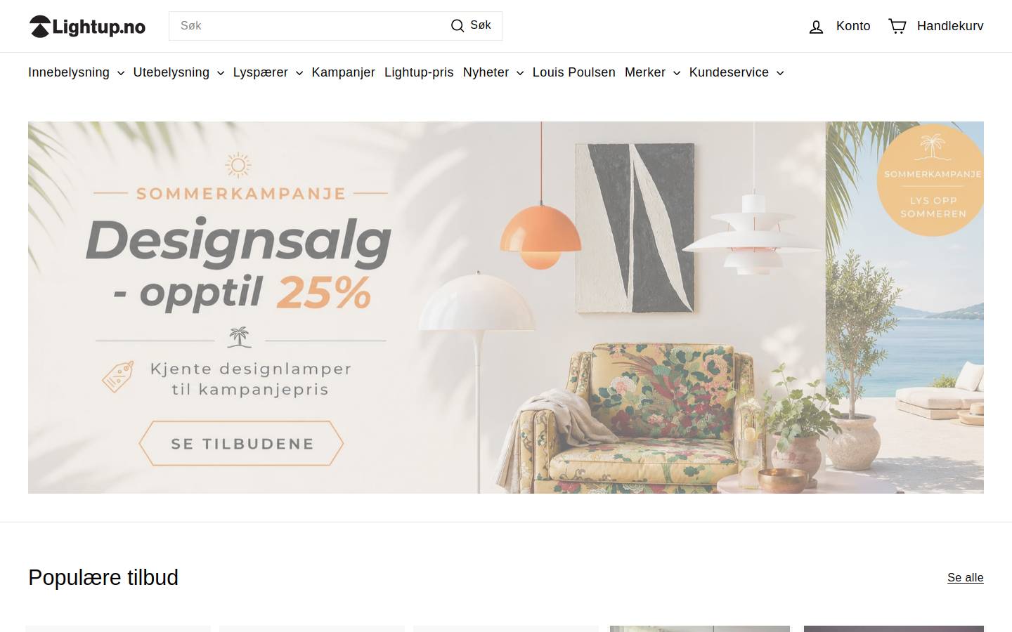 Lightup.no homepage screenshot