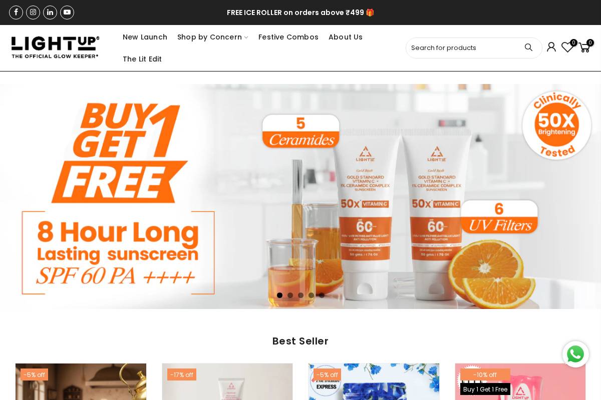 lightupbeauty.com homepage screenshot