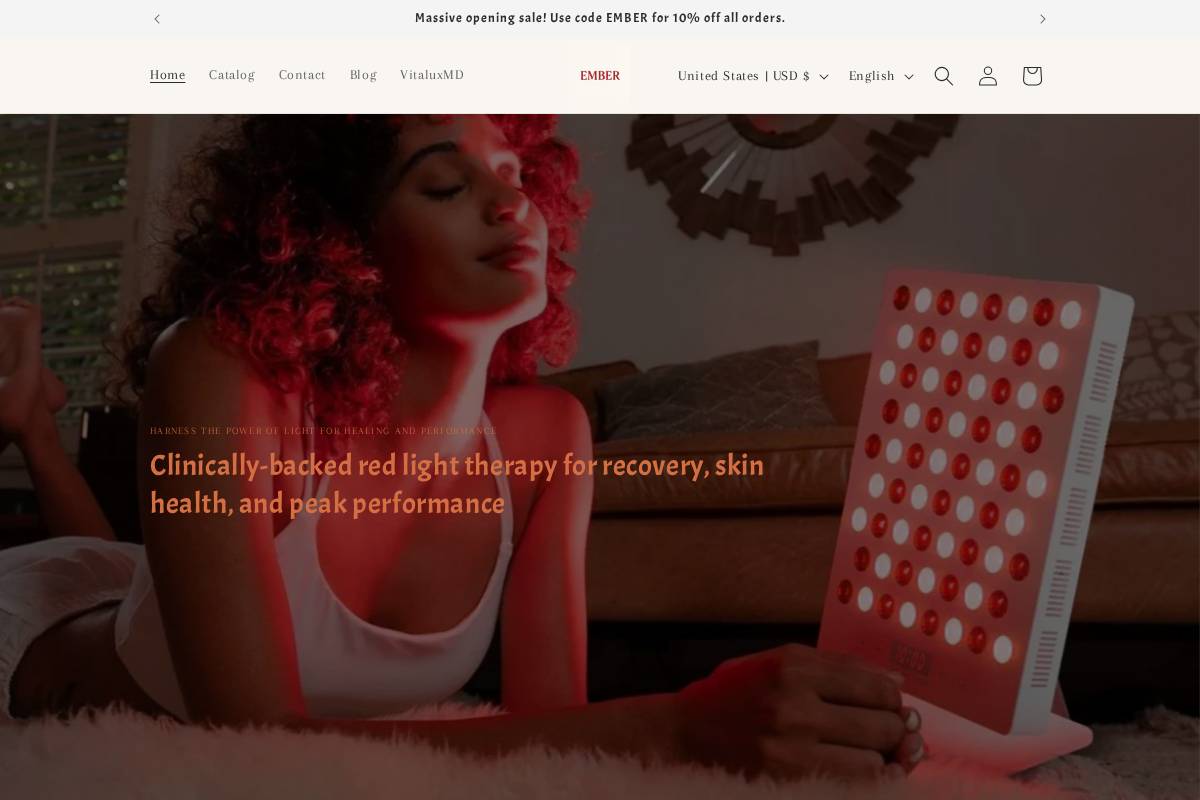 lightwithember.com homepage screenshot