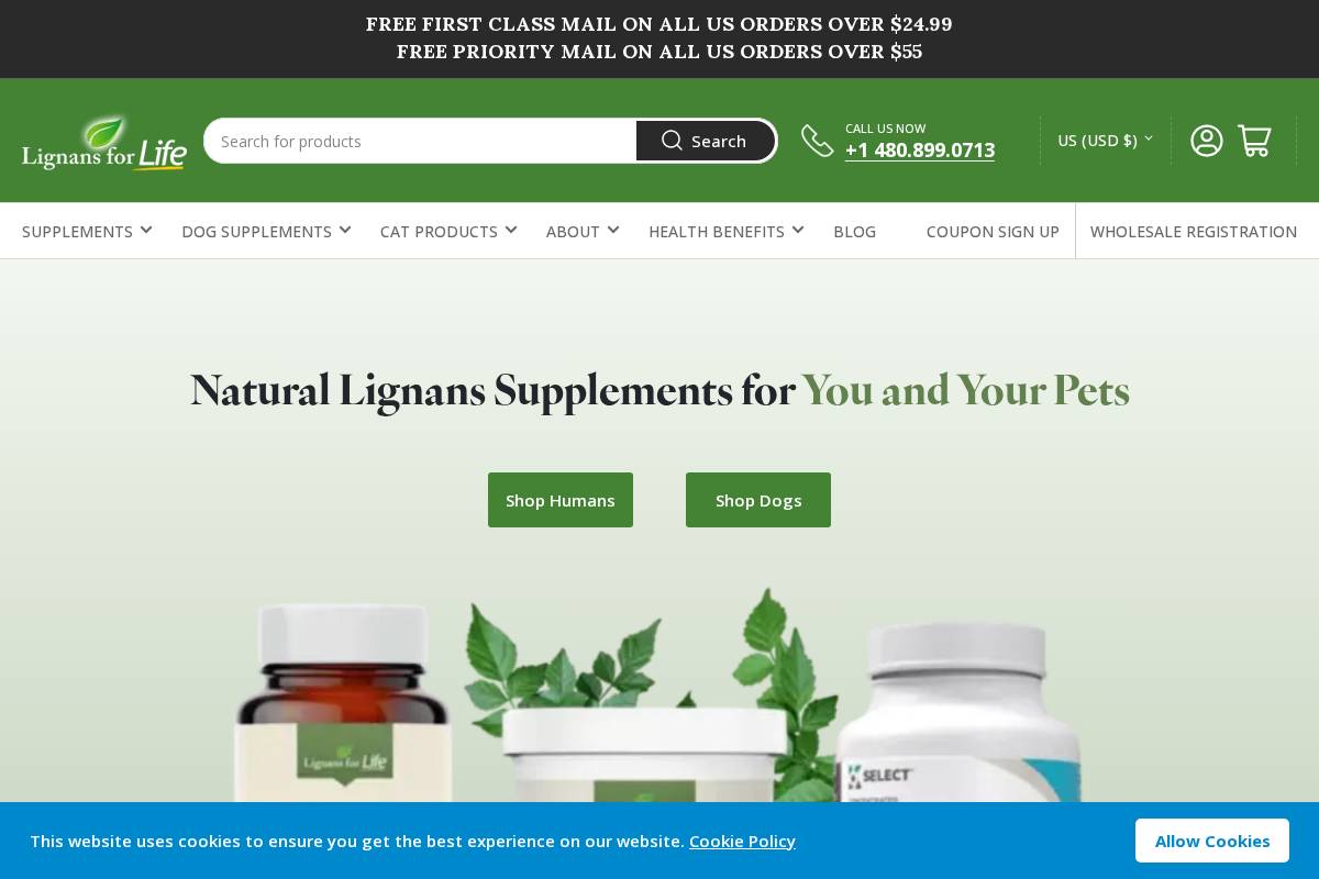 lignans.com homepage screenshot