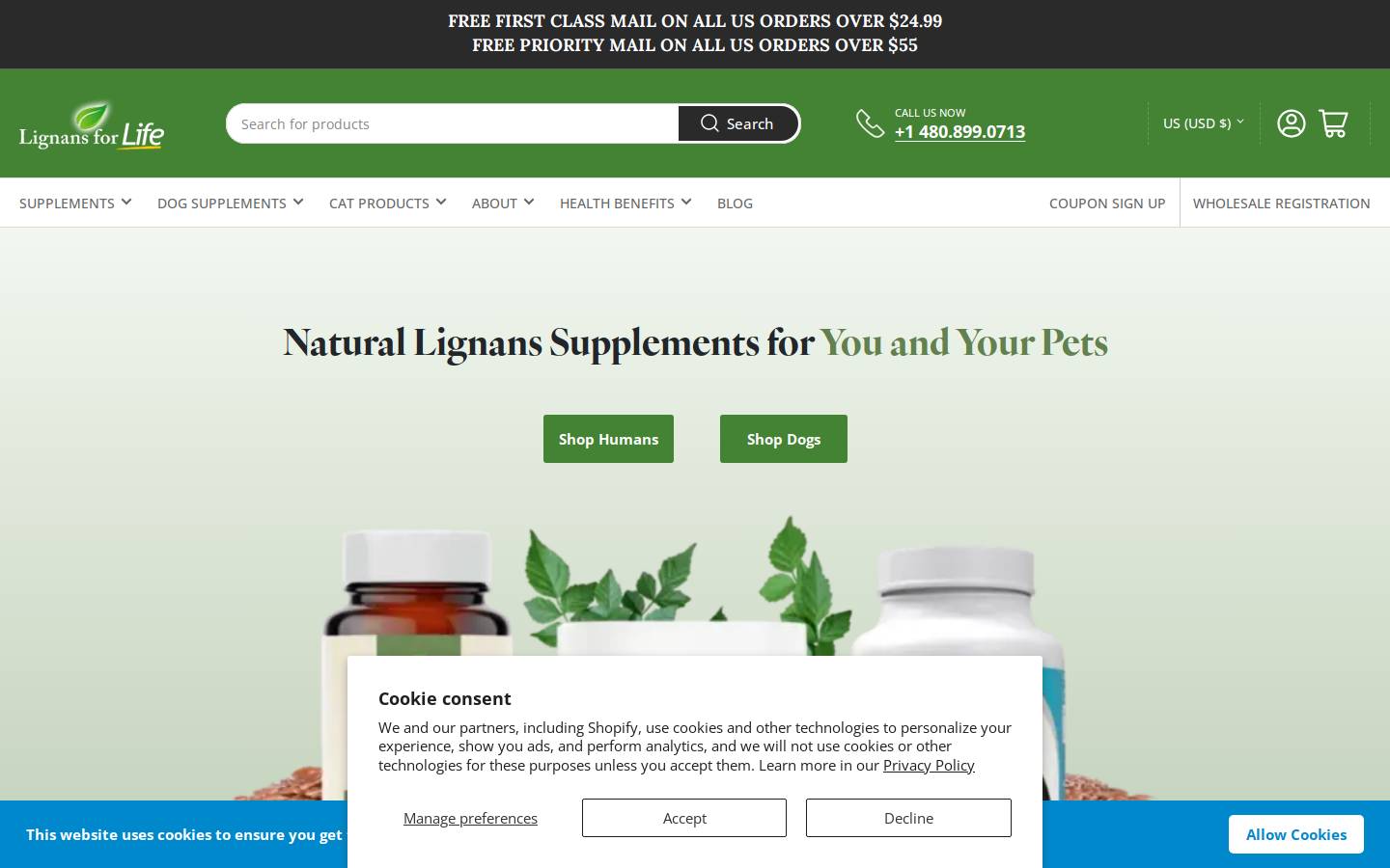 lignans.net homepage screenshot