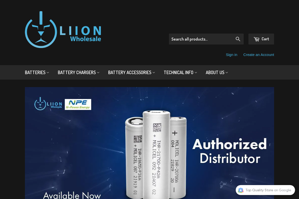 Liion Wholesale Batteries homepage screenshot