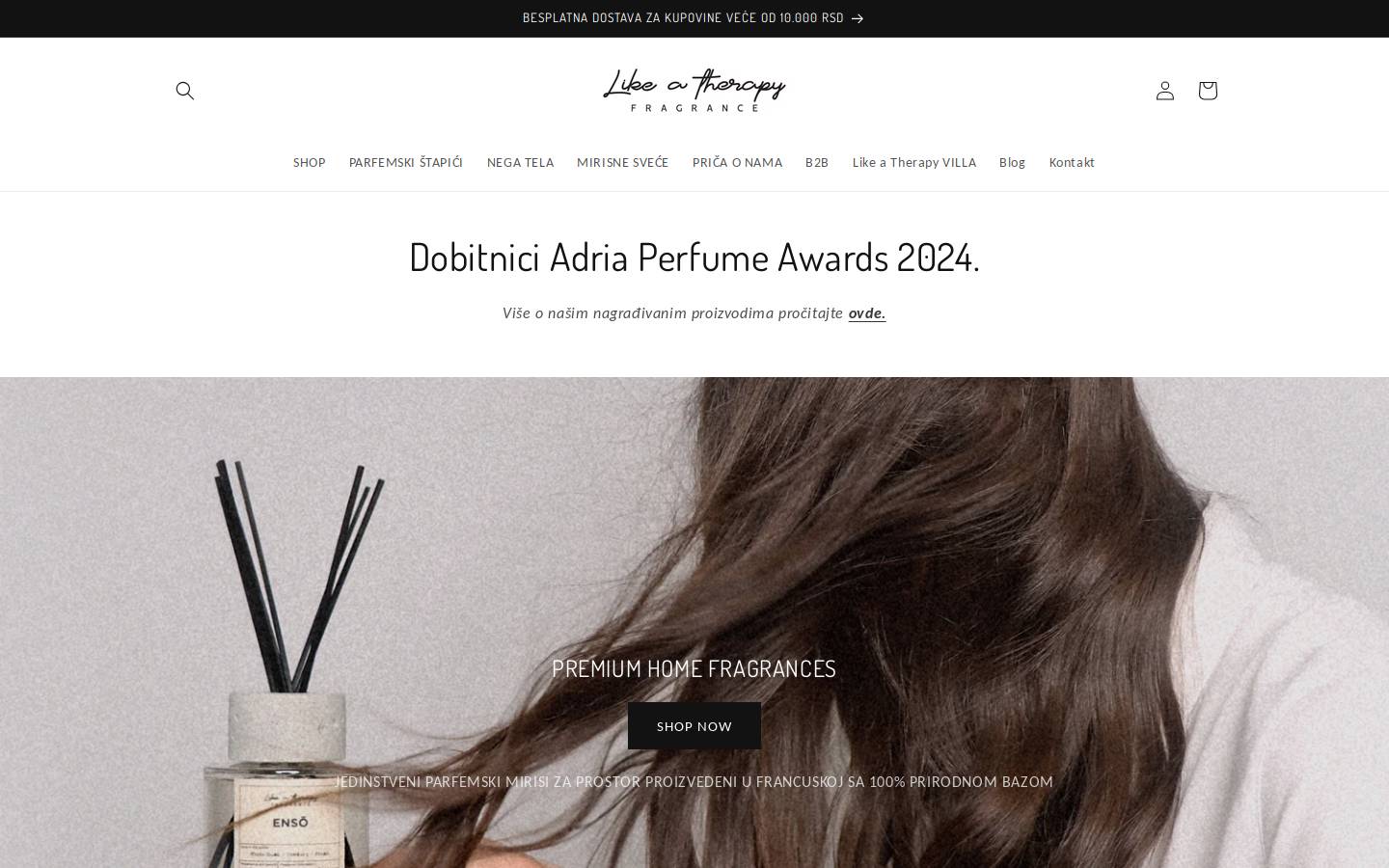 likeatherapyfragrance.com homepage screenshot