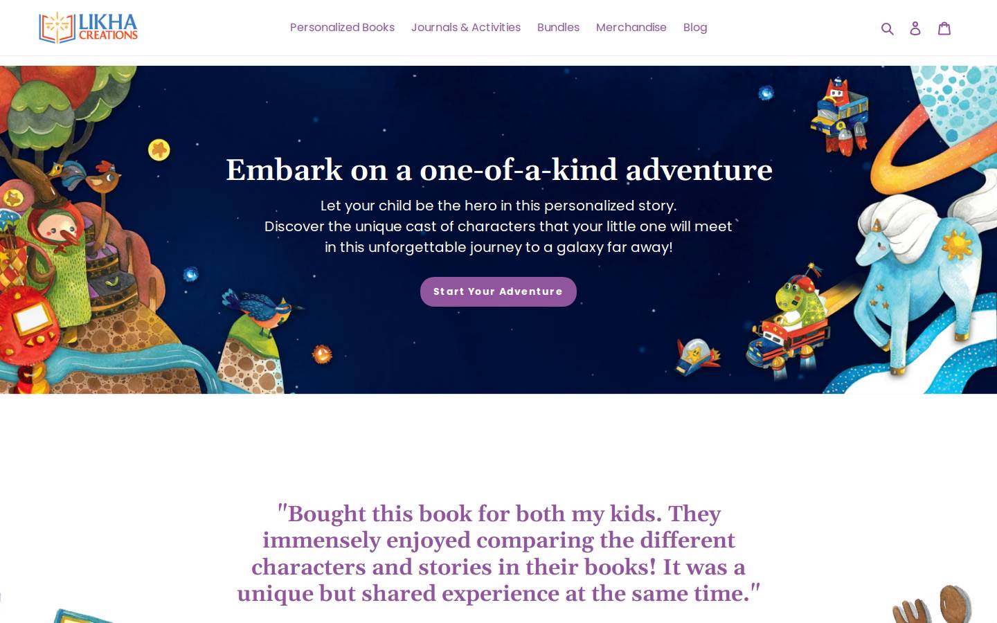 likhacreations.com homepage screenshot