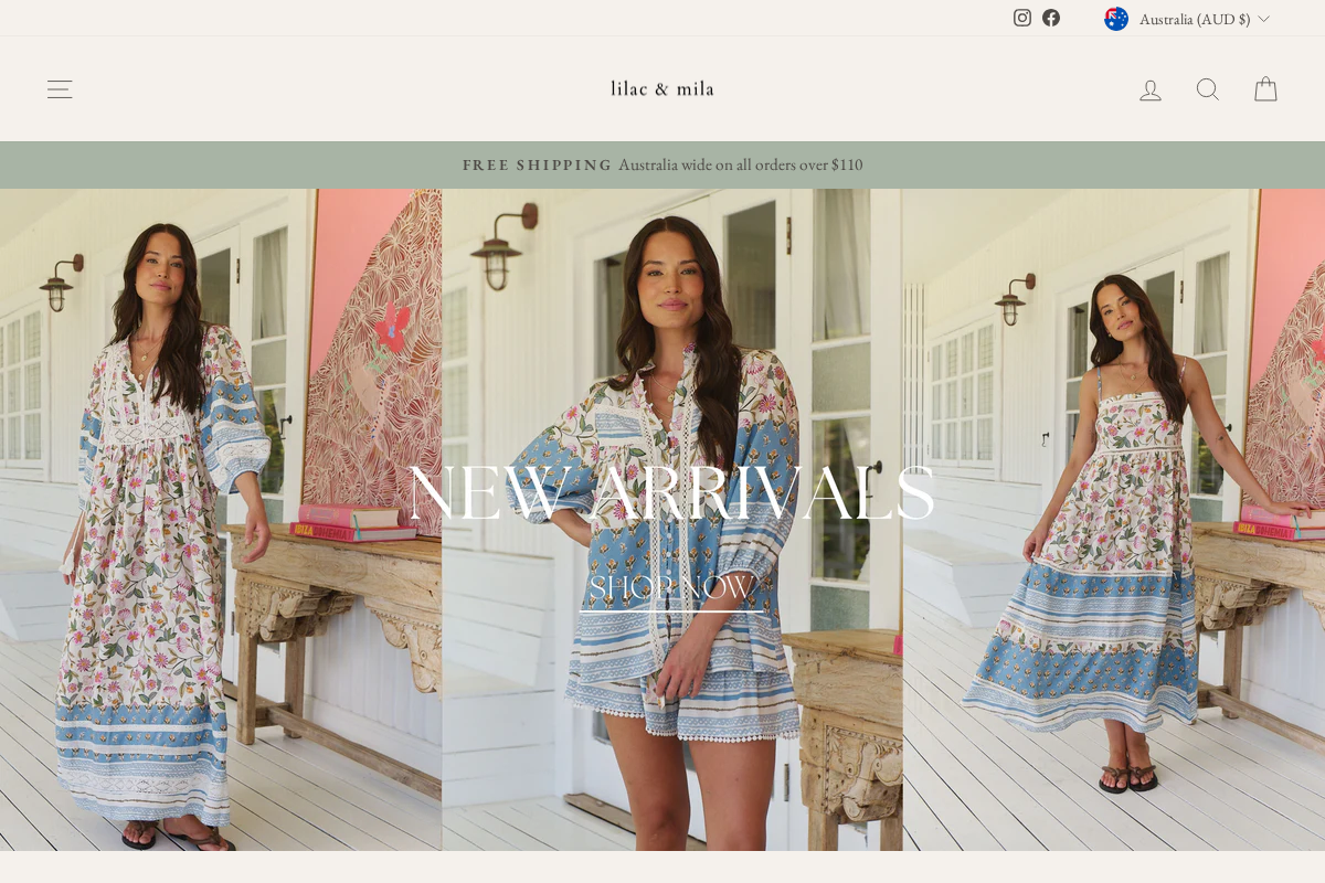 Lilac and Mila homepage screenshot