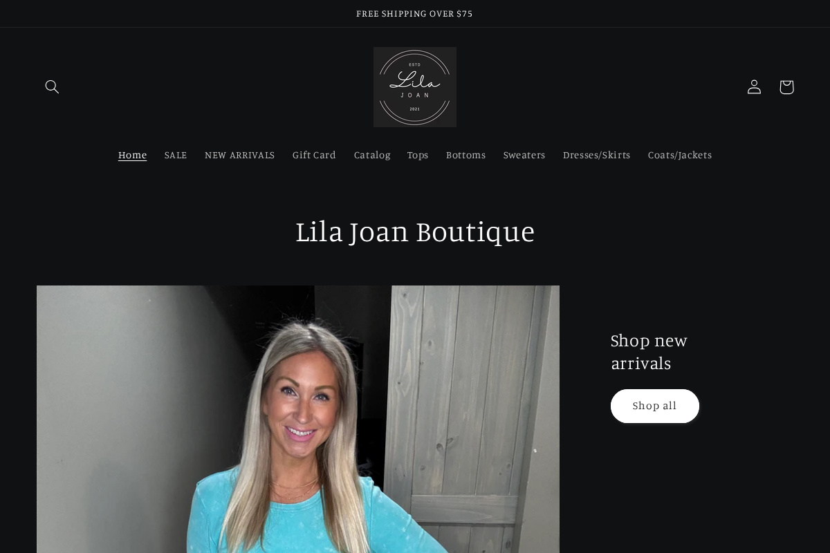 LILA JOAN BOUTIQUE homepage screenshot