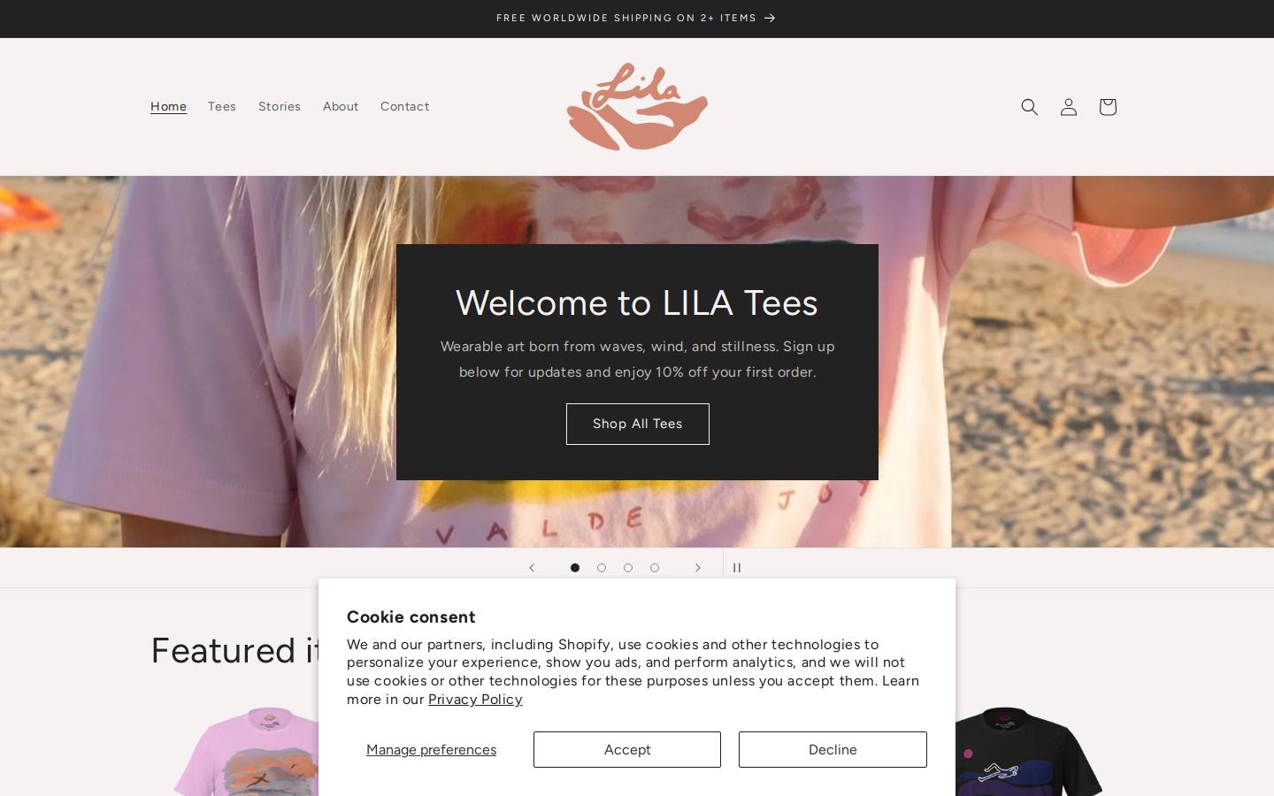 lilatees.com homepage screenshot