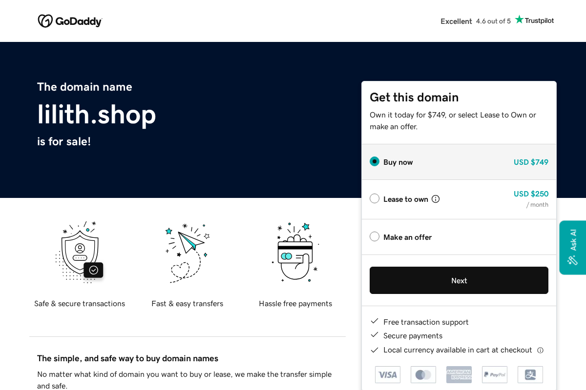 lilith.shop homepage screenshot