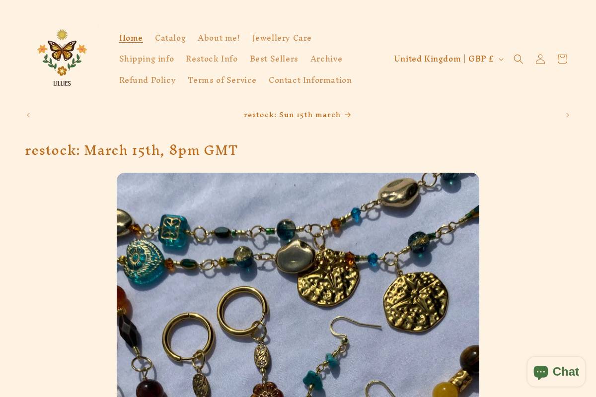lilliesjewellery.com homepage screenshot