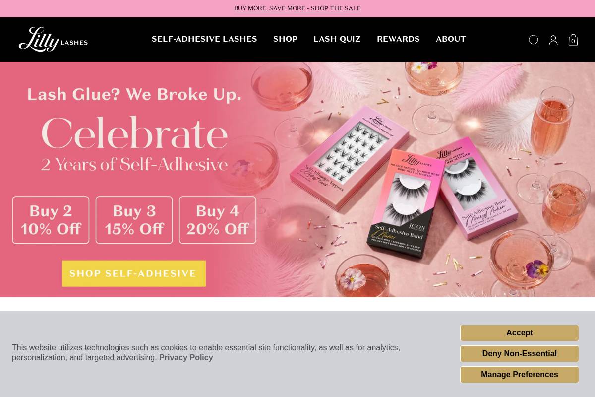Lilly Lashes homepage screenshot