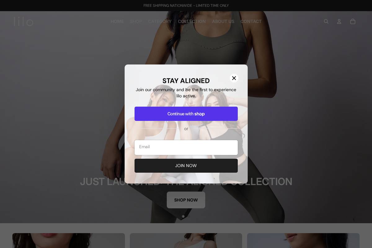 liloactive.shop homepage screenshot