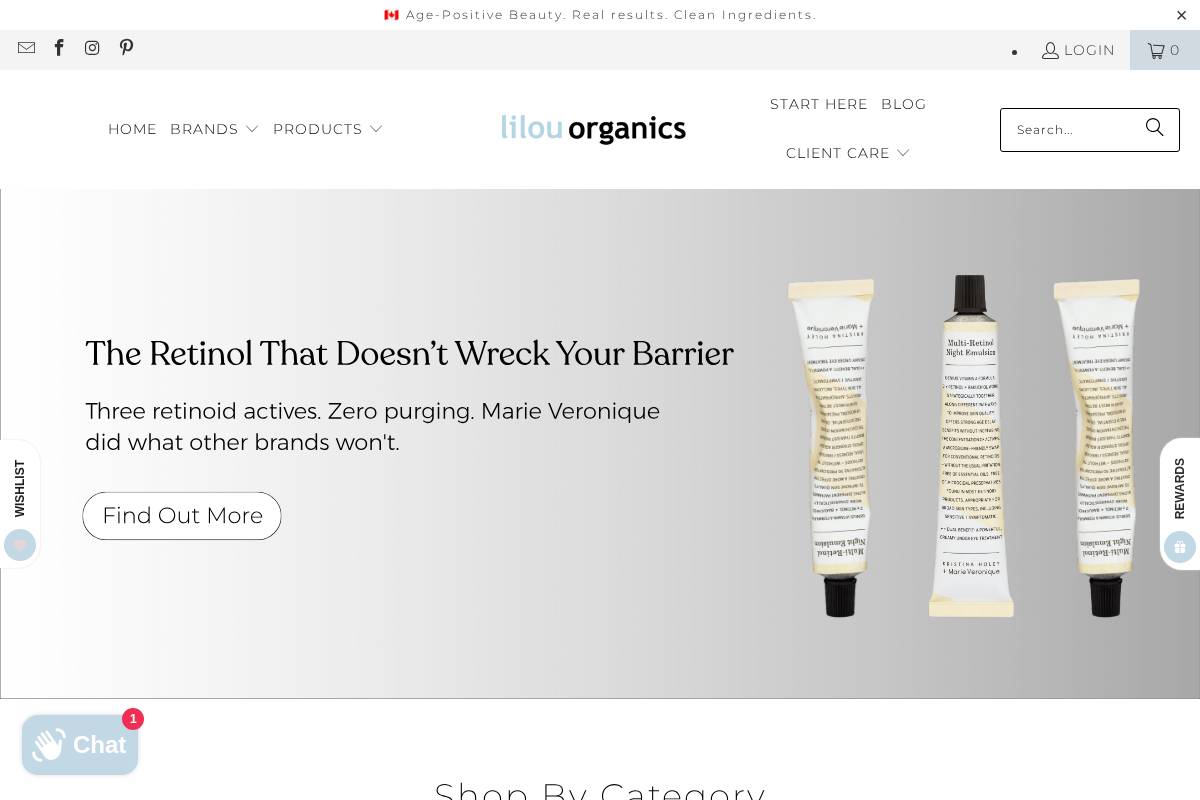 Lilou Organics homepage screenshot