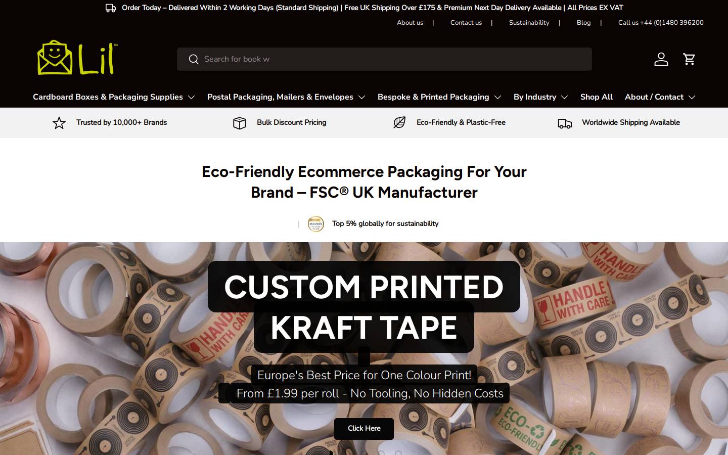 lilpackaging.com homepage screenshot