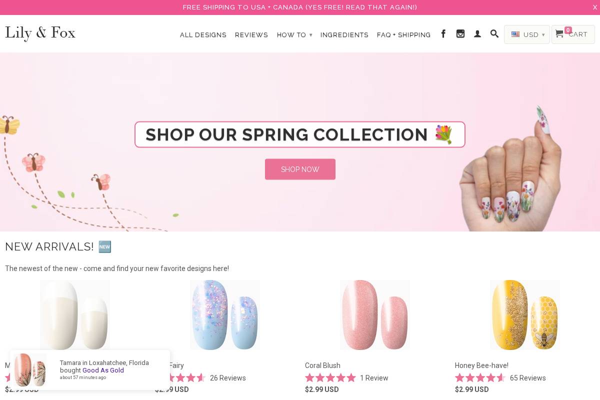 Lilyandfox homepage screenshot