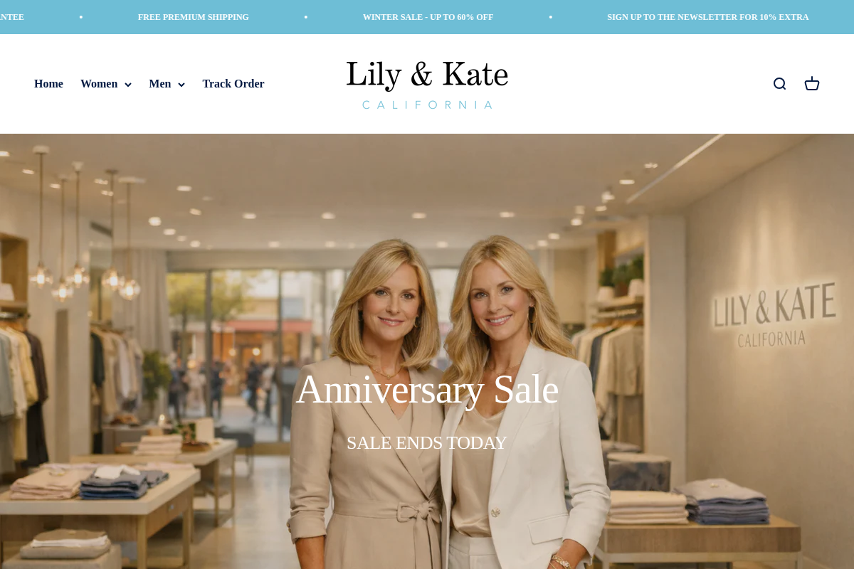 Lily & Kate California homepage screenshot