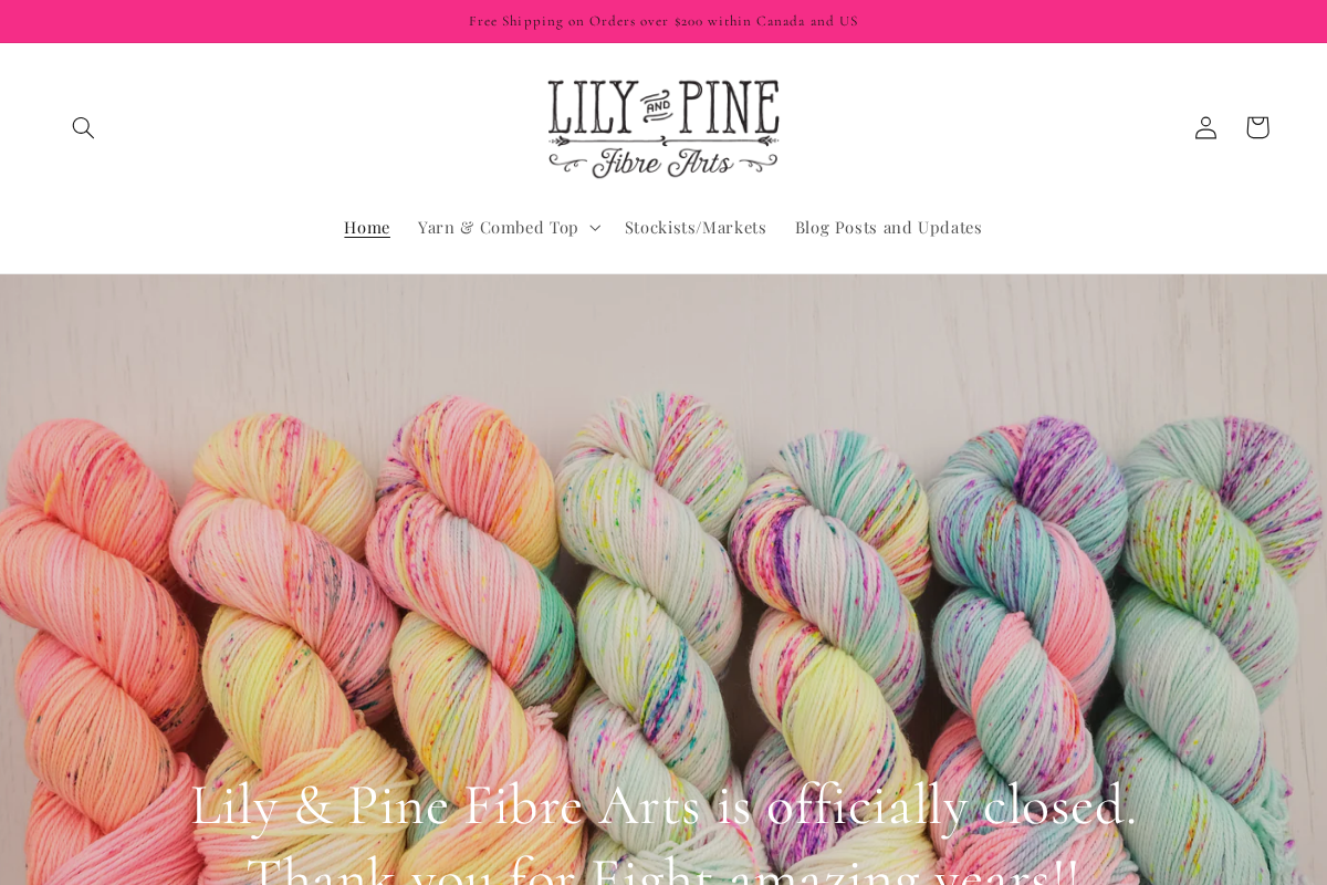 Lily & Pine Fibre Arts homepage screenshot
