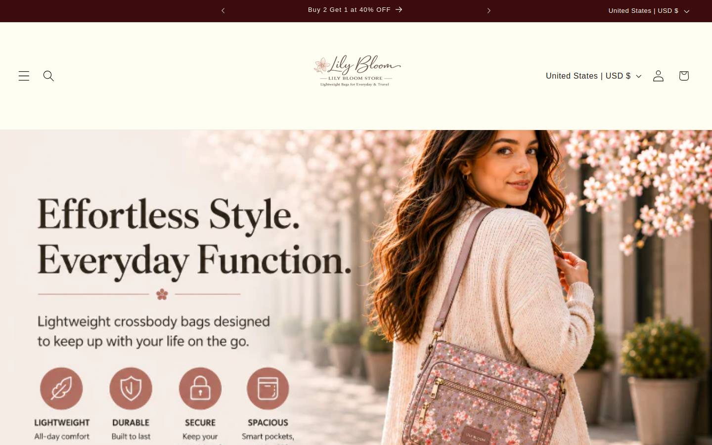 Lilybloomstore homepage screenshot