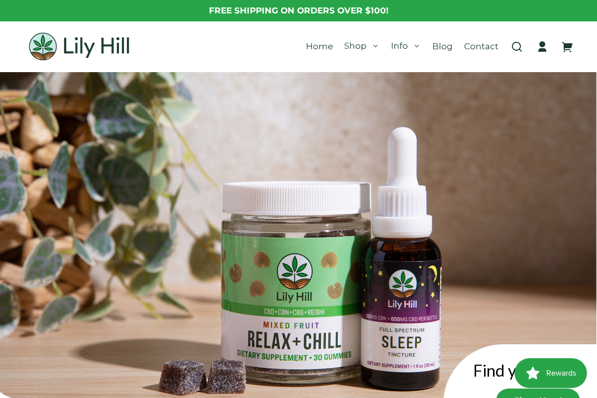 lilyhillcbd.com homepage screenshot