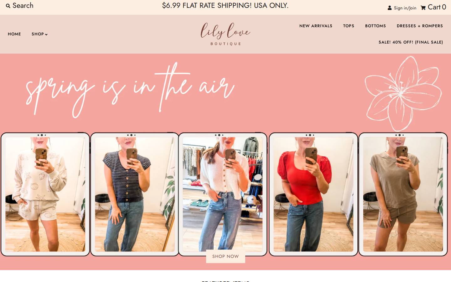 lilyloveboutique.com homepage screenshot