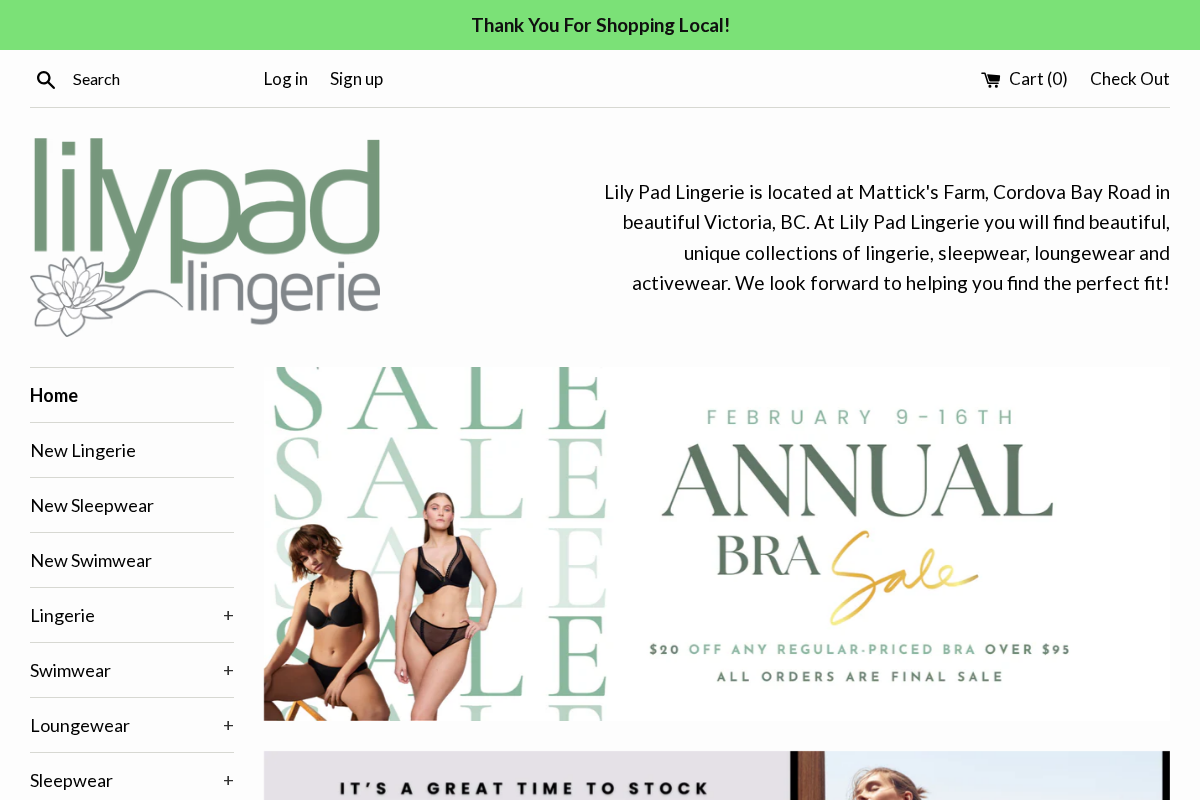 Lily Pad Lingerie homepage screenshot