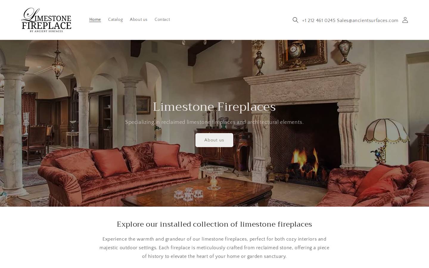 limestone-fireplaces.com homepage screenshot