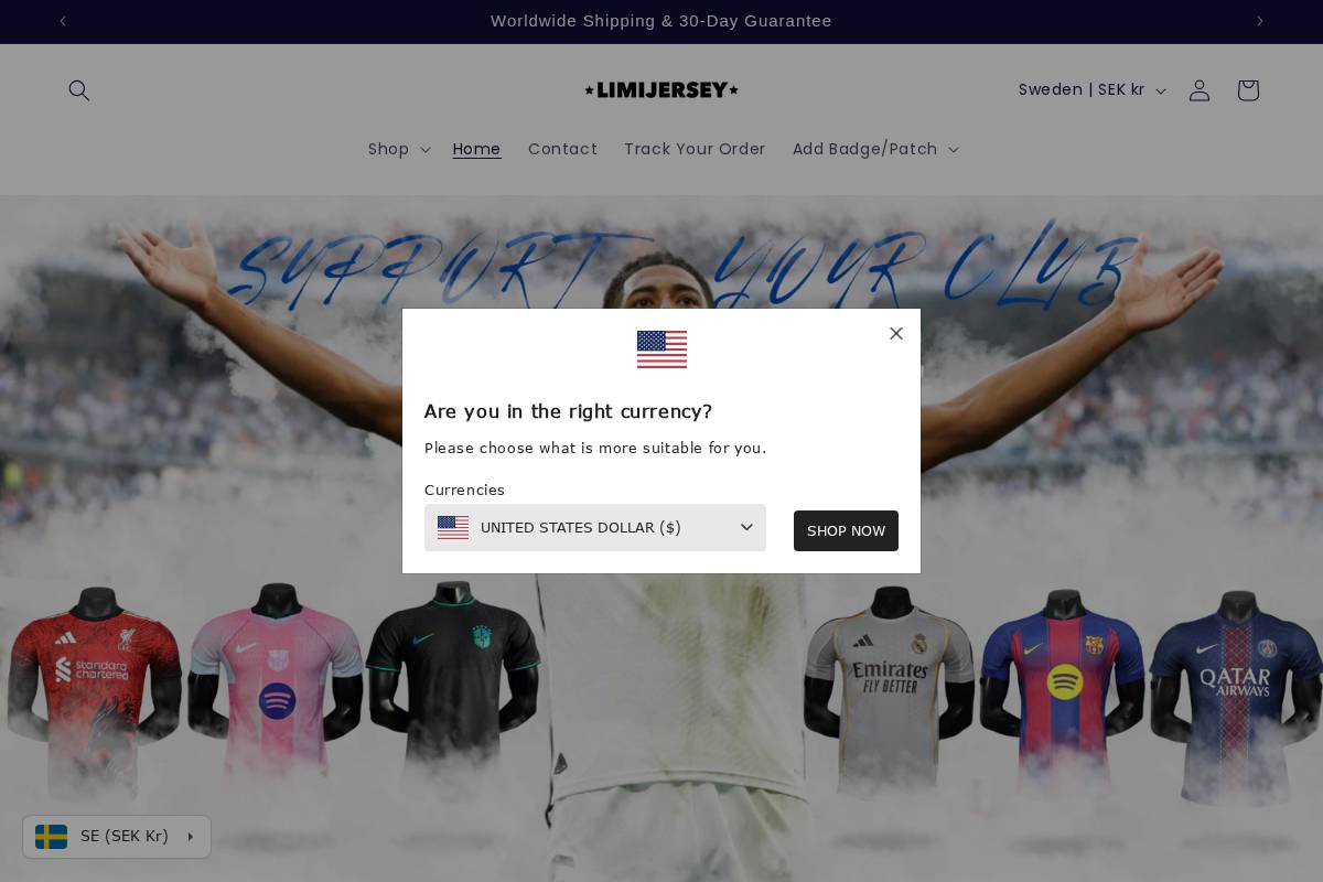 Limijersey homepage screenshot