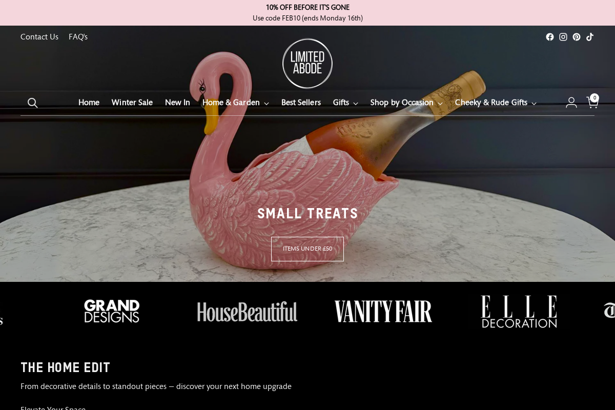 Limited Abode homepage screenshot