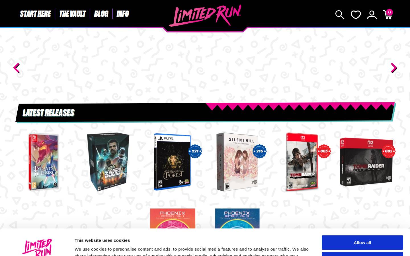 Limited Run Games homepage screenshot
