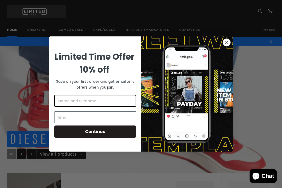 Limited Supply ZA homepage screenshot