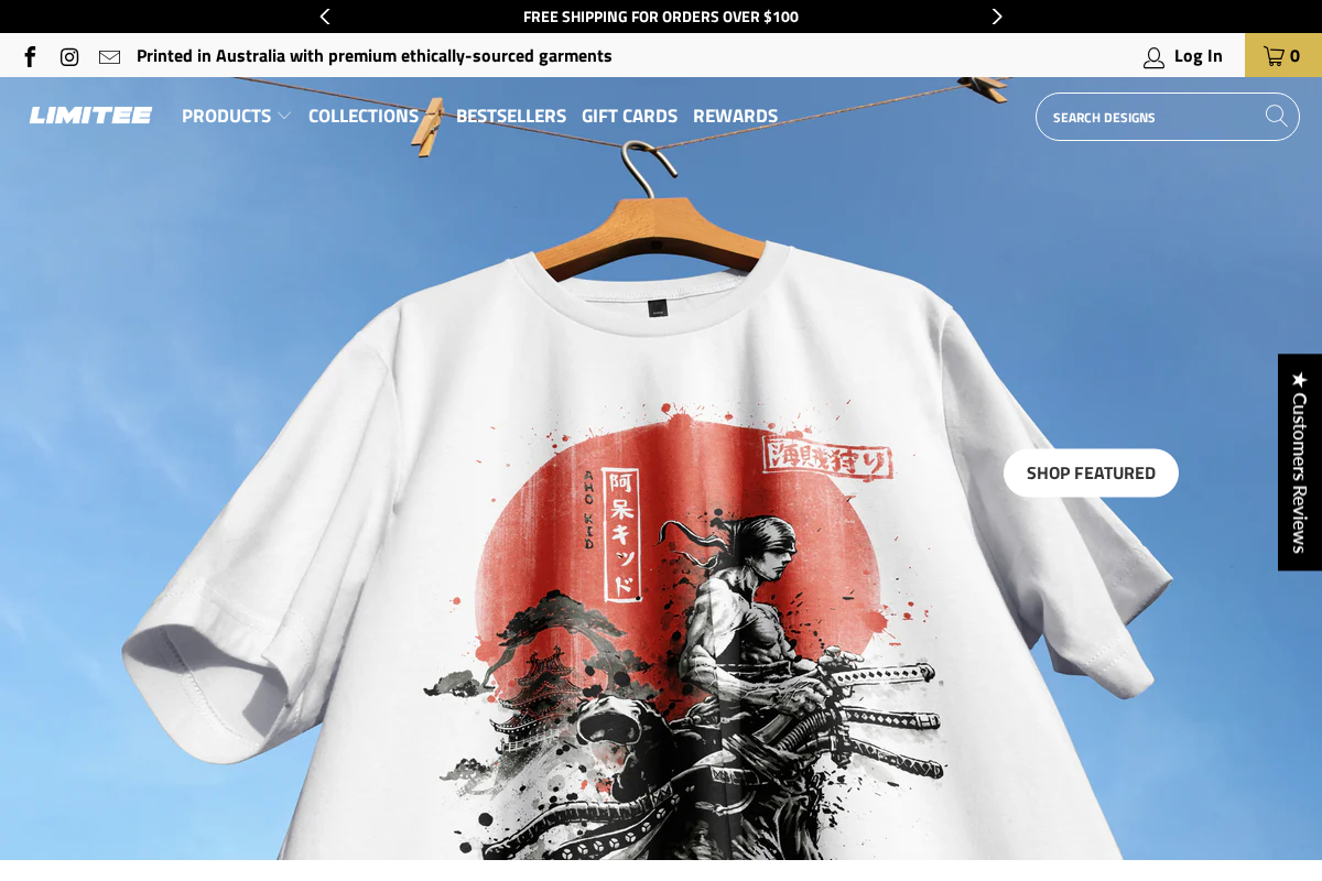 Limitee Apparel homepage screenshot