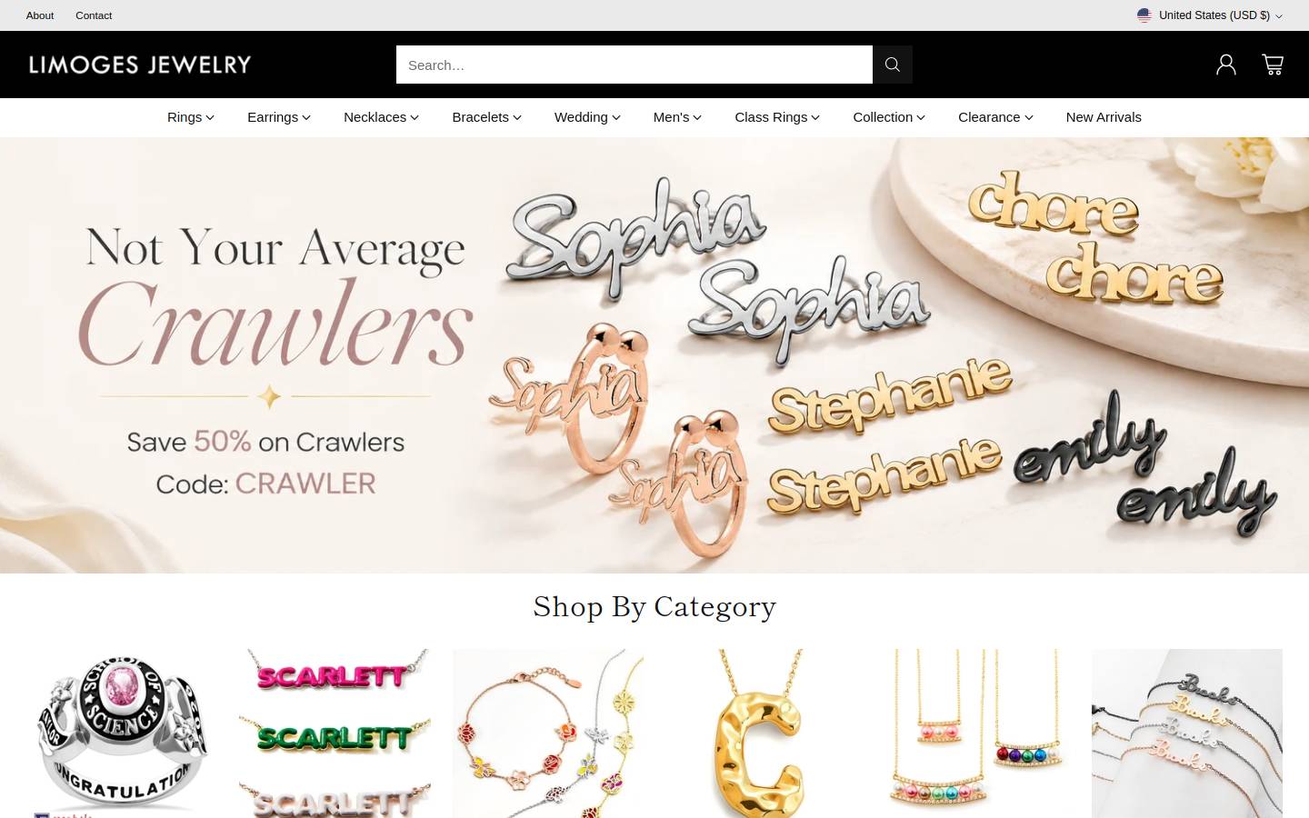 Limoges Jewelry homepage screenshot