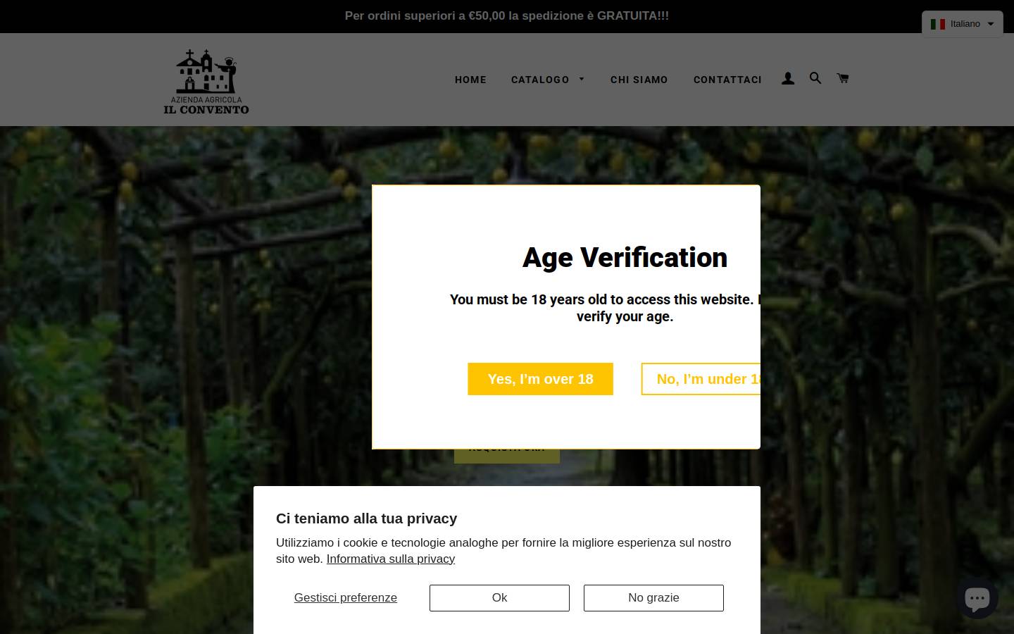 limoncelloshop.it homepage screenshot