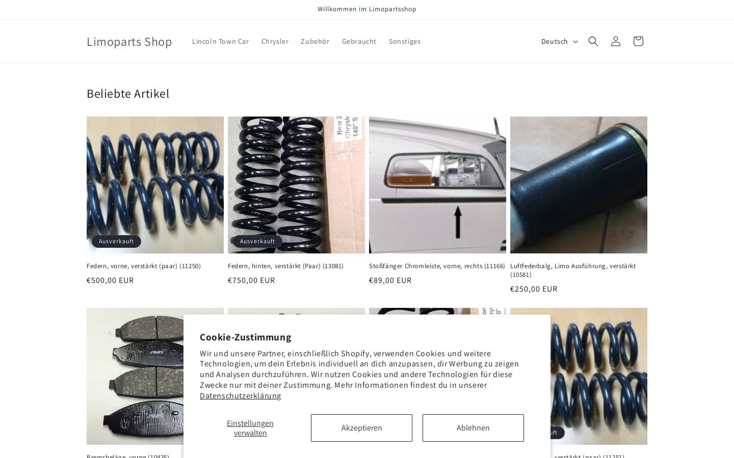 limopartsshop.de homepage screenshot