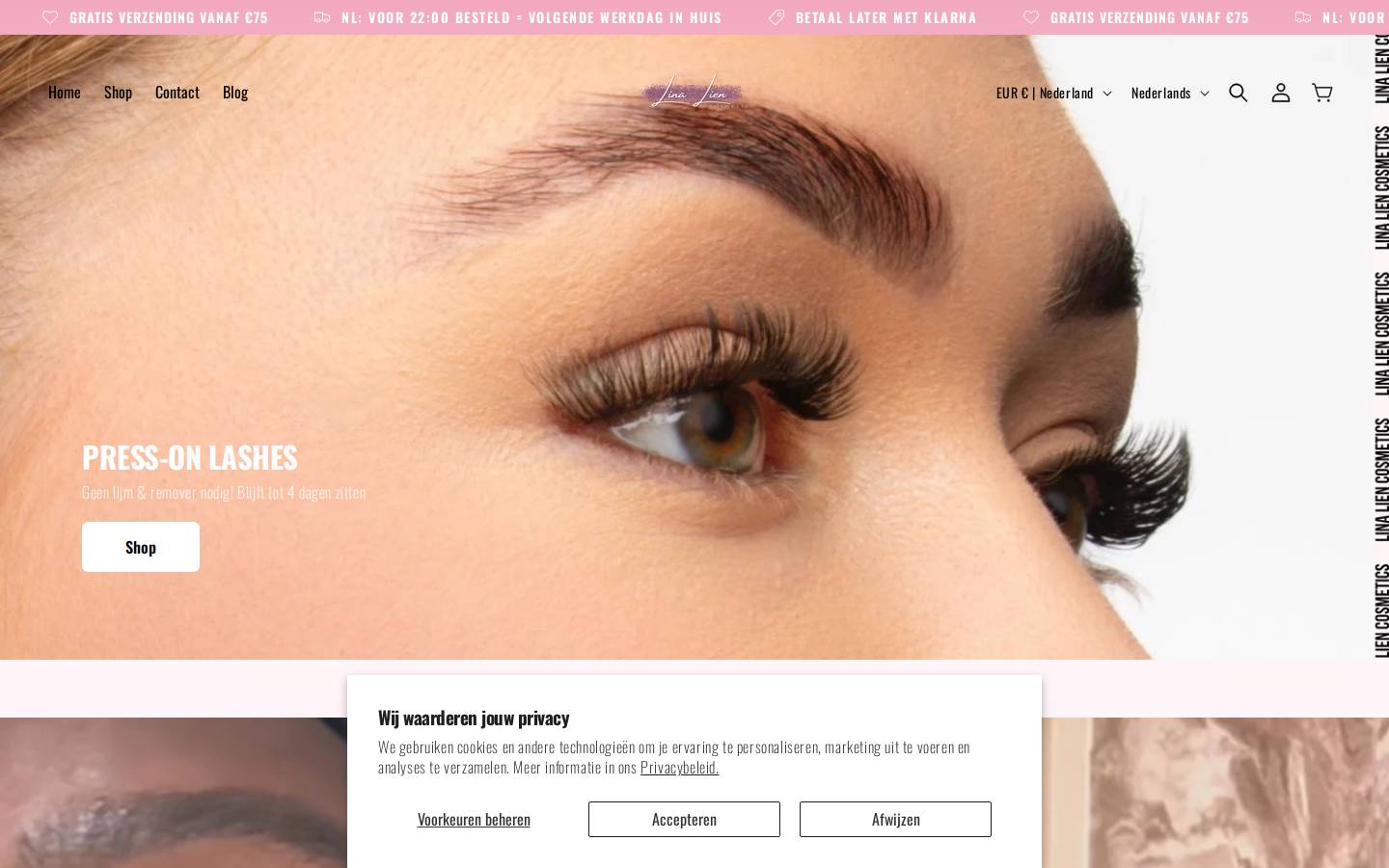 Lina Lien Cosmetics homepage screenshot