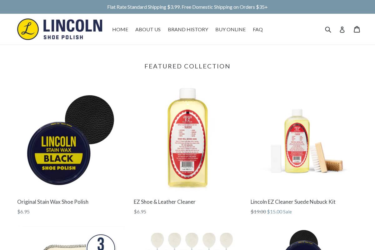 lincolnshoepolish.com homepage screenshot